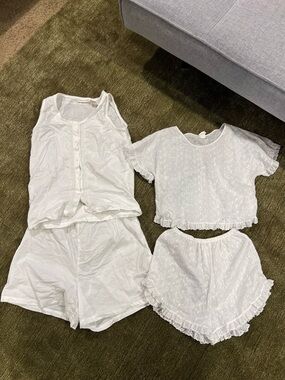 Vintage White Eyelet Cotton Top and Shorts Set (2)